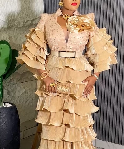 Dramatic Ruffle Wedding Guest Dress, Plus Size Mother of The Bride Mermaid Gown, Bridal Reception Birthday Party Cocktail Anniversary Gala
