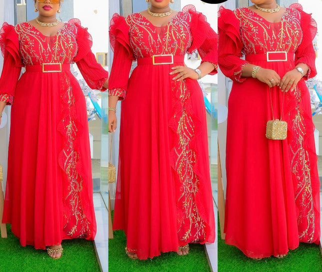 Sequin Ruffle Sleeve Maxi Dress | Birthday Party Graduation Mother of The Bride