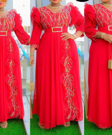 Sequin Ruffle Sleeve Maxi Dress | Birthday Party Graduation Mother of The Bride