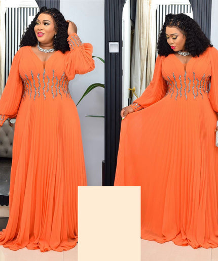 Pleated Embellished Maxi Dress