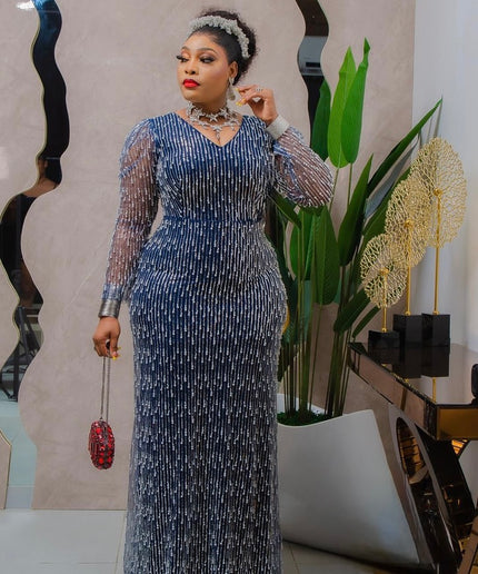 Glamorous Beaded Embellished Evening Party Gown for Wedding Guest Mother of The Bride Birthday Dinner