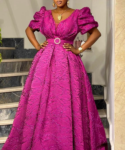 Metallic Green Brocade A-Line Gown Pleated Long Maxi, Wedding Guest Mother of The Bride Cocktail Party Reception