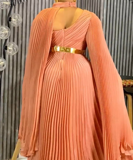 Asymmetric Pleated Draped Maxi Dress - Birthday Photoshoot Cocktail Dinner Wedding Guest Party