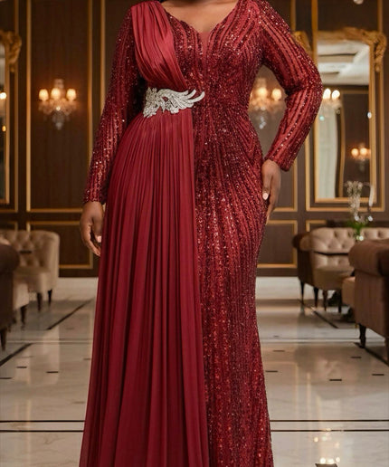 Black Sequin Embellished Side-Draped Party Dress: Mother of The Bride Photoshoot Cocktail Dinner Evening Gown