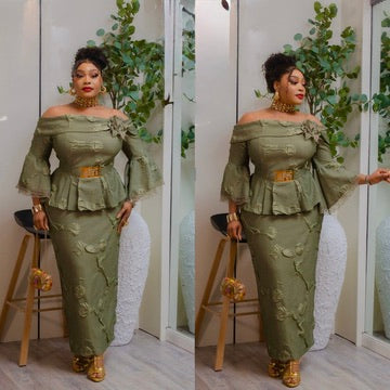 Elegant Purple Off-The-Shoulder 3D Flower Flare Sleeve Peplum Dress for Wedding Guest Birthday Photoshoot Cocktail Dinner Reception