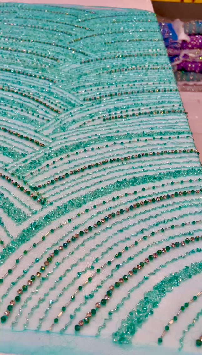 Swarovski Crystal Hand-Beaded Fabric Dressmaking | Wedding Evening Gown Birthday Pageant Prom Dress
