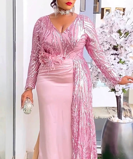 Sequin Embellished Side Drape Dress| Party Guest Wedding Birthday Mother of The Groom Bridal