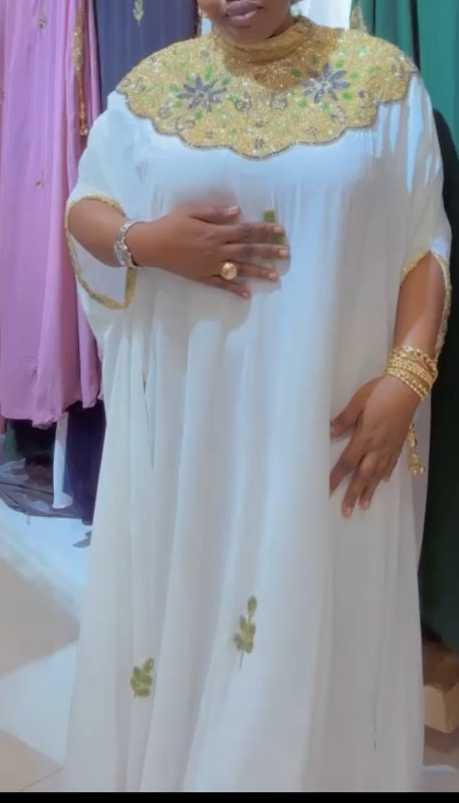 Kaftan with Beaded Embroidery and Sleeve Tassels | Women's Maxi Dress Engagement Party Birthday Wedding Guest