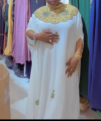 Kaftan with Beaded Embroidery and Sleeve Tassels | Women's Maxi Dress Engagement Party Birthday Wedding Guest