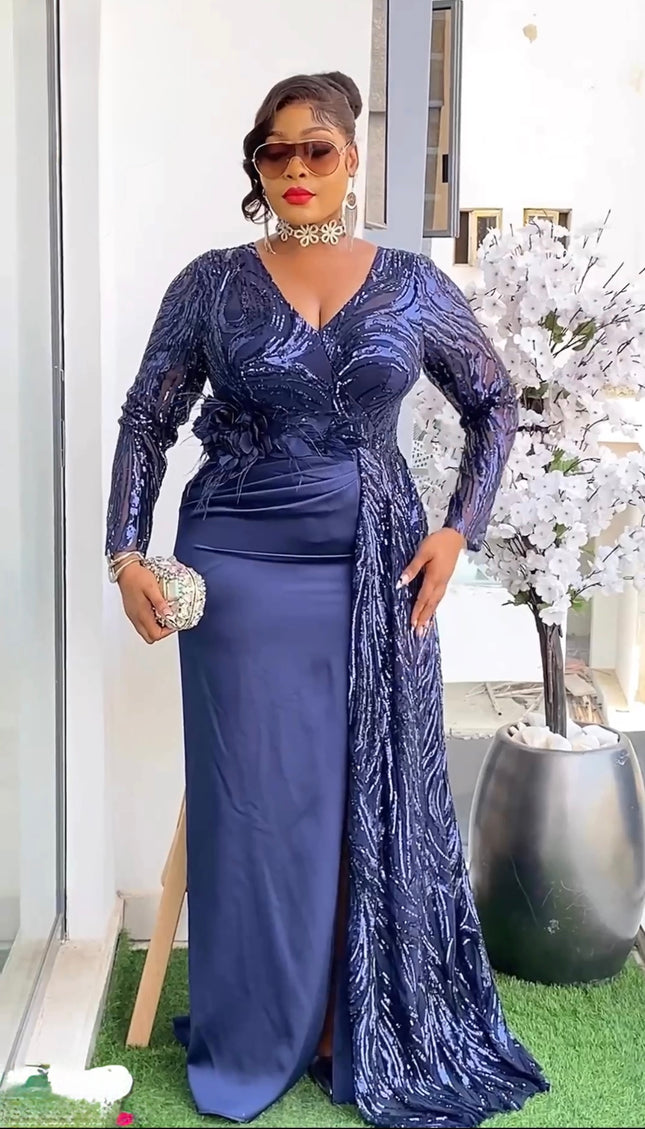 Sequin Embellished Side Drape Dress| Party Guest Wedding Birthday Mother of The Groom Bridal