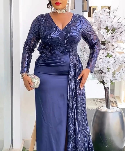 Sequin Embellished Side Drape Dress| Party Guest Wedding Birthday Mother of The Groom Bridal