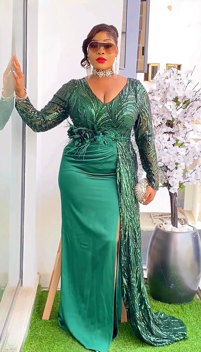 Sequin Embellished Side Drape Dress| Party Guest Wedding Birthday Mother of The Groom Bridal