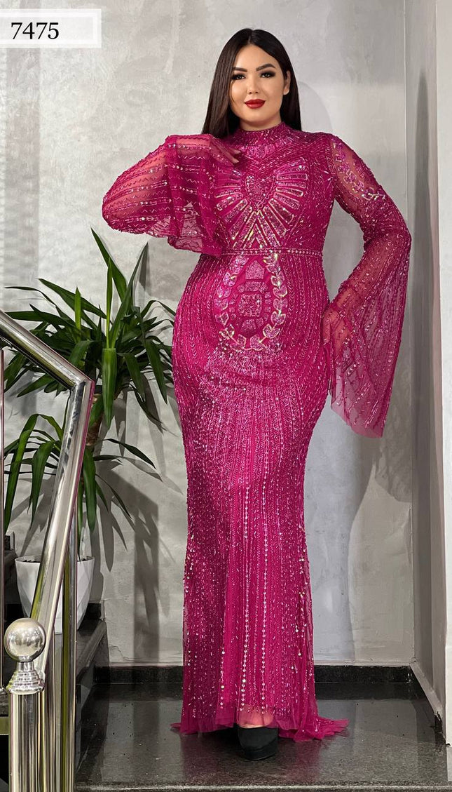Bell Sleeve Sequin Embellished Maxi Dress