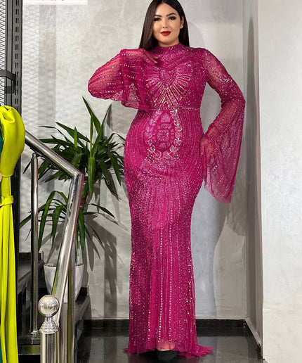 Bell Sleeve Sequin Embellished Maxi Dress