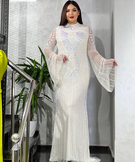Bell Sleeve Sequin Embellished Maxi Dress